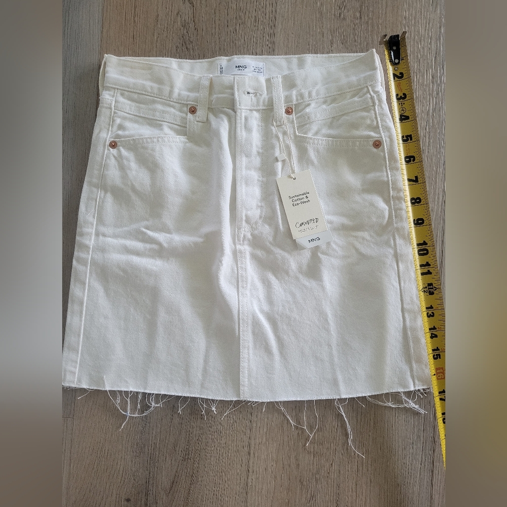 NWT MANGO Rachel white denim skirt XS